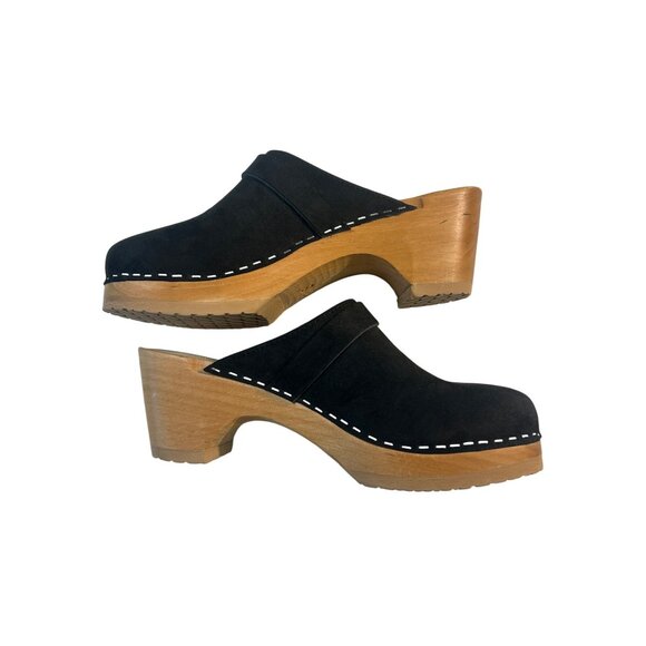Maguba Swedish Clogs Stockholm Black Natural Suede Leather Shoes 38 US 8 8.5 - Picture 3 of 6